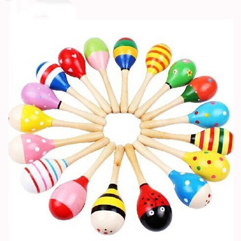Musical Instrument For Babies - 2pcs Colorful Wooden Small Rattles Maracas