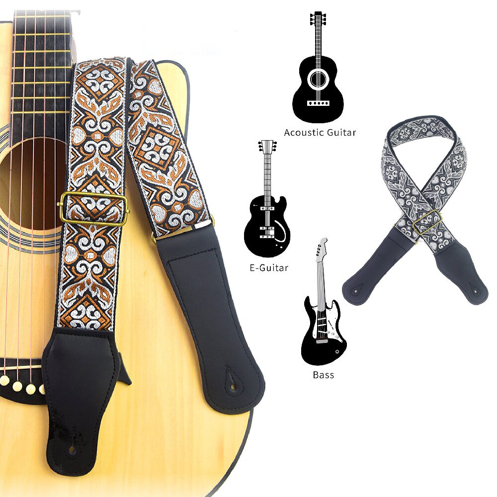 Guitar Strap Embroidered Print - Musical Instrument Bass review and price